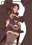  2017 animal_humanoid avian avian_humanoid bird blush breast_grab breasts bunny_and_fox_world corvid corvid_humanoid d-rex dure embarrassed exposed_breasts feathers female hair hand_on_breast head_wings humanoid landria_(denesta) male nipples purple_eyes raven raven_humanoid wings 