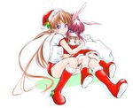  boots buruma chikage_(sister_princess) christmas gym_uniform multiple_girls sakuya_(sister_princess) santa_costume sister_princess 