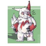  2019 anthro balls belly big_belly claws digital_media_(artwork) erection fur harzu hi_res humanoid_penis hungry male navel nintendo nude overweight overweight_male penis pok&eacute;mon pok&eacute;mon_(species) simple_background slightly_chubby solo thick_thighs uncut video_games white_fur zangoose 