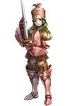  armor green_eyes green_hair hat kishida_mel natalie_(radiata_stories) radiata_stories solo sword weapon 