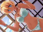  bikini blonde_hair blue_eyes dark_skin day game_cg ganguro mizuki_(quilt) quilt_(game) short_hair solo sugiyama_genshou swimsuit tan wide_hips 