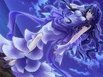  carnelian dress ena_(quilt) flower game_cg hair_flower hair_ornament long_hair night quilt_(game) solo 