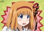 artist_request blue_eyes blush fuyou_kaede hairband lowres open_mouth orange_hair ribbon shuffle! solo 