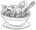  artist_request cereal ciel_(rockman) cyber_elves greyscale lowres monochrome rockman rockman_zero solo spoon 