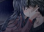  1girl blush couple crescendo d.o. game_cg hetero kiss long_hair long_sleeves sasaki_ryou shito_kaori 