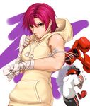  1girl artist_request avenger bandages bazett_fraga_mcremitz black_hair boxing boxing_gloves fate/hollow_ataraxia fate/stay_night fate_(series) headband hood hoodie purple_eyes purple_hair short_hair sleeveless 