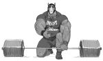  anthro arm_hair avian bird body_hair bulge chest_hair clothed clothing exercise falcon falcon_mccooper falcon_mccooper_(character) greyscale leg_hair looking_at_viewer male monochrome musclegut muscular muscular_male smile solo weightlifting workout 