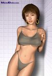  3d bath breasts cameltoe earrings jewelry large_breasts metadoll midriff short_hair solo underboob 