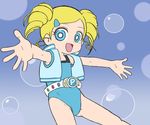  artist_request belt blonde_hair blue_eyes bubble drill_hair goutokuji_miyako hair_ornament hairclip jacket long_hair open_mouth outstretched_arms powerpuff_girls_z rolling_bubbles solo spread_arms swimsuit twin_drills twintails 