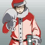  artist_request christmas long_sleeves lowres male_focus oekaki pumpkin_scissors randal_orlando santa_costume solo 