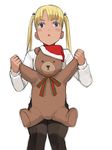  blonde_hair gunslinger_girl long_sleeves solo stuffed_animal stuffed_toy teddy_bear triela yu_65026 