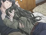  1girl ashihara_kyouko bed closed_eyes crescendo d.o. game_cg long_hair long_sleeves sasaki_ryou sleeping 