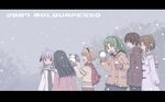  808 blonde_hair furude_rika green_hair hanyuu higurashi_no_naku_koro_ni houjou_satoko long_sleeves maebara_keiichi multiple_girls ryuuguu_rena snowball snowing snowman sonozaki_mion winter 