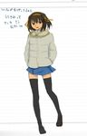  brown_hair coat long_sleeves pinzu short_hair sketch solo suzumiya_haruhi suzumiya_haruhi_no_yuuutsu thighhighs 