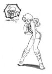 2006 artist_request between_thighs boots cosplay greyscale hair_over_eyes hair_over_one_eye knee_boots monochrome shermie snk the_king_of_fighters 