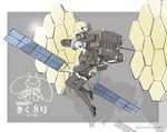  glasses kiku_8 mecha_musume personification satellite solo space_craft thighhighs wandaba_style 