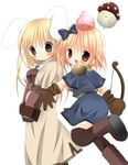  acolyte animal_ears archer_(ragnarok_online) artist_request boots dress multiple_girls poring ragnarok_online spore thighhighs 