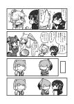  6+girls alpaca_ears alpaca_suri_(kemono_friends) alternate_hairstyle animal_ears bird_tail bird_wings blush clapping collared_shirt comic cup fox_ears fur_collar fur_trim gentoo_penguin_(kemono_friends) greyscale hair_brush head_wings highres japanese_crested_ibis_(kemono_friends) kemono_friends kotobuki_(tiny_life) long_sleeves monochrome multiple_girls neck_ribbon necktie pantyhose penguin_tail pleated_skirt ribbon scarlet_ibis_(kemono_friends) shiny shiny_skin shirt shoebill_(kemono_friends) shorts sitting skirt standing tail teacup thighhighs tibetan_sand_fox_(kemono_friends) translation_request uniform vest wings 