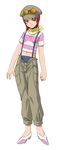  eyewear_on_headwear full_body green_eyes hat high_heels juliet_nao_zhang legs_together my-otome pants pink_hair scarf shirt shoes smile solo standing striped striped_shirt suspenders umekichi white_background 