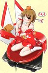  alcohol copyright_request emurin japanese_clothes kimono long_sleeves new_year sake socks solo 