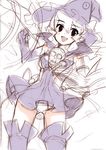  copyright_request hat madara_sai monochrome sketch solo spot_color thighhighs witch_hat 