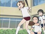  3girls animated animated_gif baseball explosion fushigi_no_umi_no_nadia gym_uniform ichigo_mashimaro lowres matsuoka_miu multiple_boys multiple_girls screencap surprised 