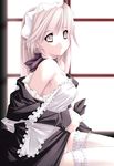  bare_shoulders collar copyright_request frilled_legwear frills garters gothic guilty_troop_factory hairband highres jian long_sleeves maid pale_skin panties pantyshot solo thighhighs underwear white_eyes white_hair white_legwear white_panties 