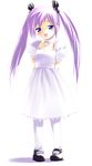  :d blue_eyes bow choker copyright_request dress hima jewelry mary_janes open_mouth pantyhose pendant puffy_short_sleeves puffy_sleeves purple_eyes shoes short_sleeves smile solo twintails white_dress white_legwear 