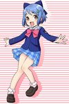  bow face gakuen_utopia_manabi_straight! ha-ru inamori_mika long_sleeves pink_bow plaid plaid_skirt school_uniform seiou_gakuen_school_uniform skirt solo 