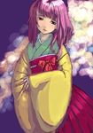  bangs binayu hieda_no_akyuu japanese_clothes long_sleeves pink_hair solo touhou 