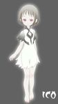  barefoot copyright_name dress ico red_eyes short_hair solo yorda 