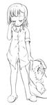  frankenplush greyscale monochrome pajamas rimone simoun sleepy slippers solo yoshino_(artist) 