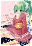  alcohol copyright_request japanese_clothes kimono long_sleeves new_year sake sazaki_ichiri solo 