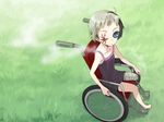  amputee bad_feet bandages bikko cigarette multicolored_hair one-eyed original scar scar_across_eye solo two-tone_hair wallpaper wheelchair yoshida_on 