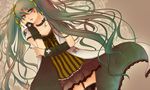  aqua_eyes bad_id bad_pixiv_id hair_ribbon hatsune_miku jewelry long_hair ribbon s_u-i-m_a solo thighhighs twintails vocaloid 