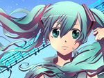  blue blue_eyes blue_hair close hatsune_miku long_hair twintails vocaloid 