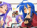  food glasses hiiragi_kagami hiiragi_tsukasa izumi_konata lucky_star suzumiya_haruhi_no_yuuutsu takara_miyuki 