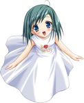 amane_sou blue_eyes dress green_hair kasugano_midori midori_no_hibi solo white_dress 