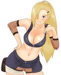  areola_slip areolae blonde_hair breasts medium_breasts naruto_(series) naruto_shippuuden nipples ponytail rirakukan smile solo yamanaka_ino 