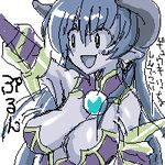  artist_request astaroth_(shinrabanshou) blue_skin breasts demon_girl horns large_breasts lowres pointy_ears shinrabanshou solo tail wings 