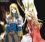  agrias_oaks blonde_hair blue_eyes final_fantasy final_fantasy_tactics green_eyes long_sleeves multiple_girls ovelia_atkascha 