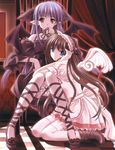  angel_and_devil angel_wings blue_hair brown_hair demon_girl demon_wings gothic lisianthus long_hair long_sleeves multiple_girls nerine nishimata_aoi official_art perspective pointy_ears ribbon shuffle! suzuhira_hiro thighhighs wings 
