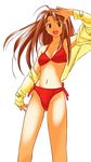  akamatsu_ken bikini highres long_sleeves looking_at_viewer love_hina narusegawa_naru red_bikini solo swimsuit transparent_background vector_trace 