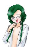  artist_request code_geass glasses green_hair long_sleeves nina_einstein open_clothes open_shirt shirt solo 