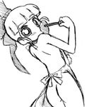  akazutsumi_momoko apron artist_request greyscale hyper_blossom lowres monochrome naked_apron oekaki powerpuff_girls_z sketch solo 