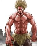  abs artist_request black_eyes blonde_hair guro hunter_x_hunter male_focus manly muscle severed_head sketch solo spiked_hair ubogin white_background 
