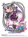  2girls arin concept_art expressionless golf_club grey_hair kooh long_hair multiple_girls pangya purple_footwear purple_hair purple_skirt red_eyes shoes sketch skirt smile standing twintails watermark web_address 