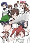  akizuki_ritsuko amami_haruka baseball baseball_bat baseball_mitt baseball_uniform foreshortening futami_ami futami_mami hagiwara_yukiho idolmaster idolmaster_(classic) idolmaster_1 kikuchi_makoto kisaragi_chihaya minase_iori miura_azusa multiple_girls nori_(mega_drive) sportswear takatsuki_yayoi twintails 