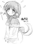  ainu_clothes animal_ears aruruw dog_ears greyscale kei_jiei monochrome sketch solo utawareru_mono 