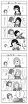  4koma comic crossover dominura greyscale highres maria-sama_ga_miteru matsudaira_touko monochrome multiple_girls rimone rodoreamon shimazu_yoshino simoun tougarashi_hideyu translated 